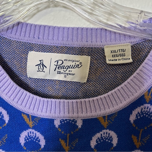 Original Penguin Veronica Blue and Lavender Women's Sweater sz xxl crew neck - Picture 3 of 6
